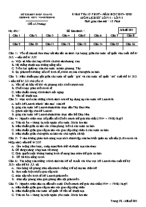Kiểm tra 15 phút môn Lịch sử Lớp 11 - Mã đề 001 - Trường THPT Vĩnh Long